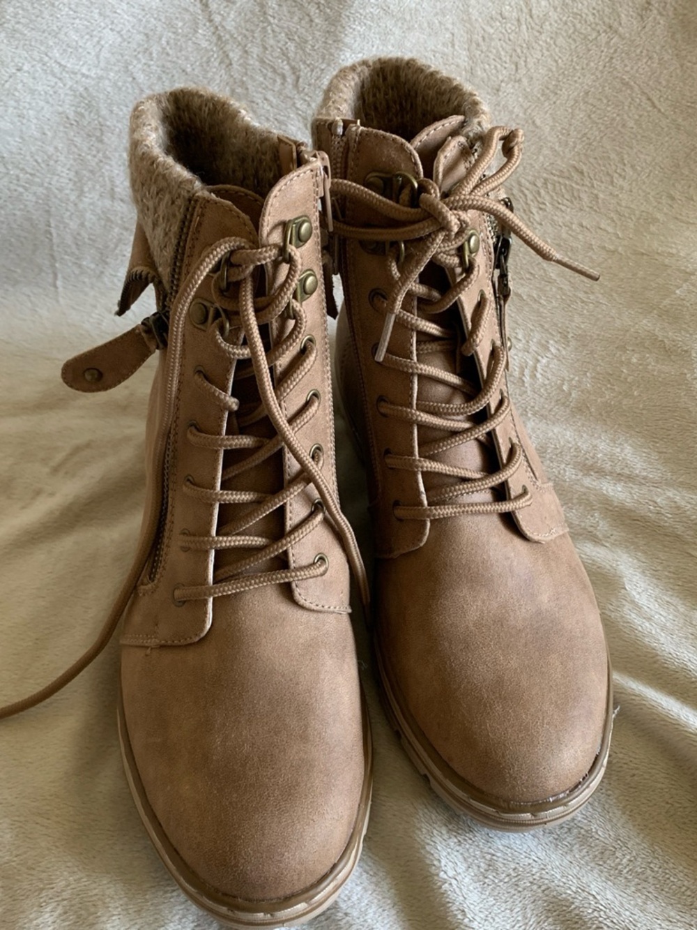 Cliffs by WHITE MOUNTAIN Taupe Lace-Up Ankle Boots PRICE DROP – SHIPS TOMORROW